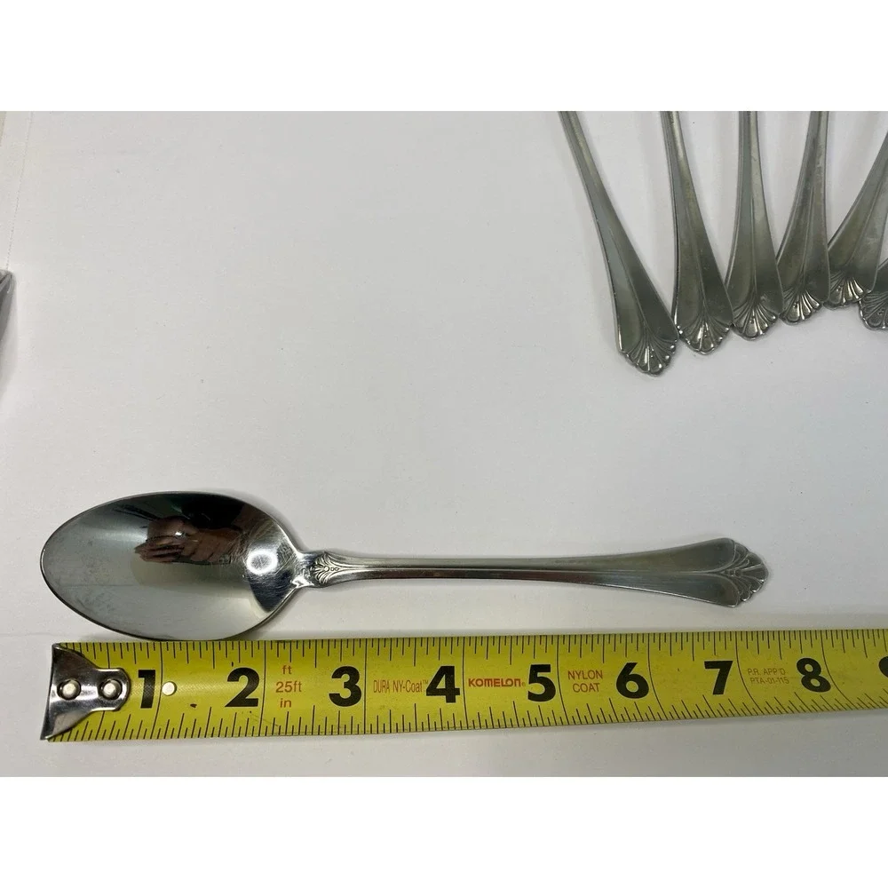 Towle Santa Barbara 18/8 Stainless Flatware Lot of 8 Soup Spoons Glossy China